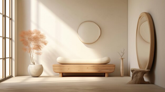 Free photo view of nordic minimalism and japanese wabi-sabi interior design blend