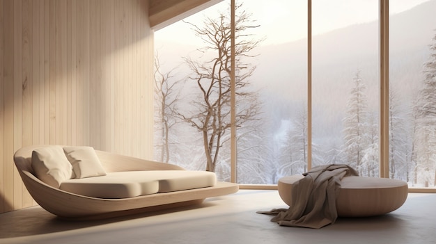 Free photo view of nordic minimalism and japanese wabi-sabi interior design blend