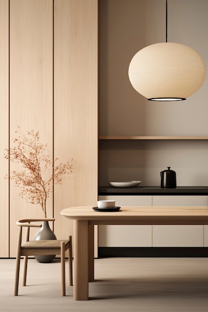 Free photo view of nordic minimalism and japanese wabi-sabi interior design blend