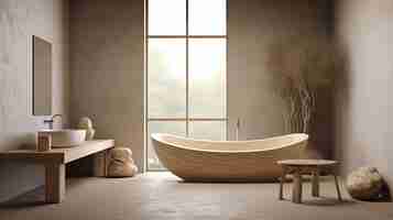 Free photo view of nordic minimalism and japanese wabi-sabi interior design blend