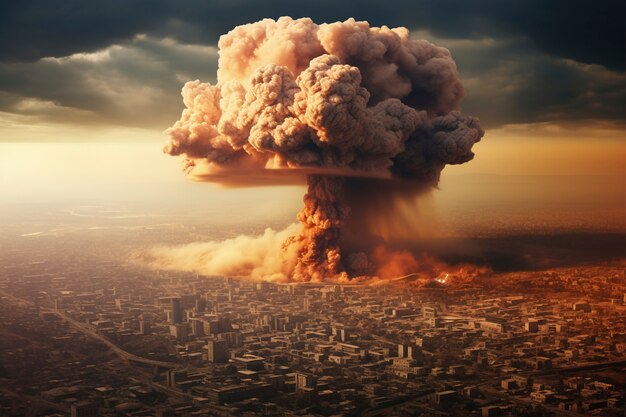 View of nuclear bomb apocalyptic explosion