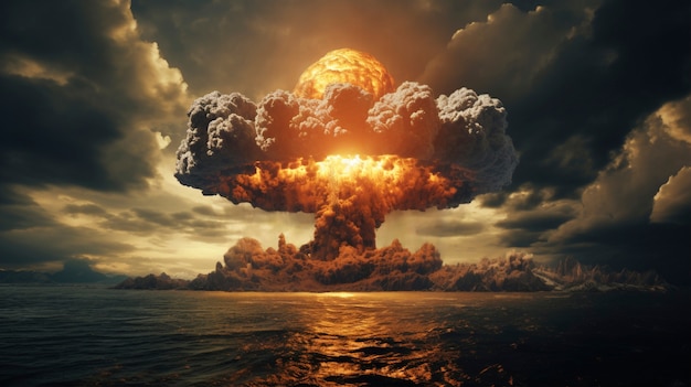 Free photo view of nuclear bomb apocalyptic explosion