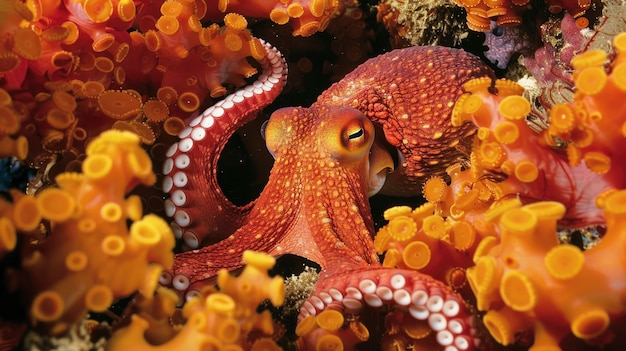 View of octopus in its natural underwater habitat