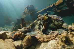 Foto gratuita view of octopus in its natural underwater habitat