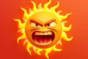 Бесплатное фото Вид на трехмерное злое солнце