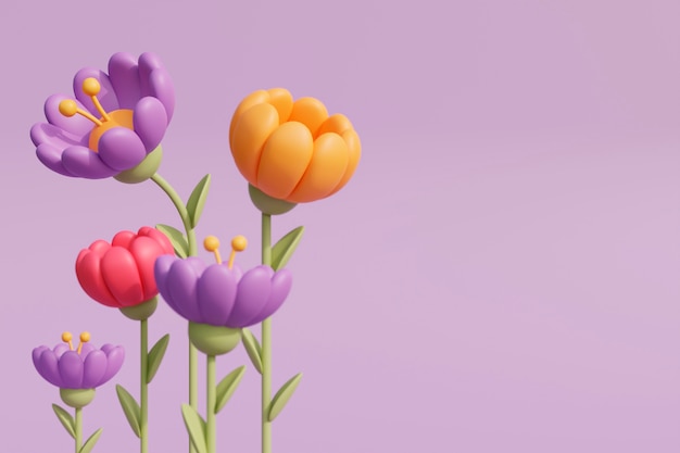 Бесплатное фото Вид на 3d цветущие цветы
