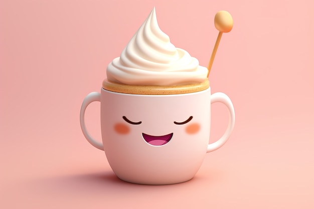 無料写真 3dアニメ化されたコーヒーカップの表示
