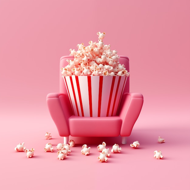 Бесплатное фото Вид попкорна в 3d-кинотеатре