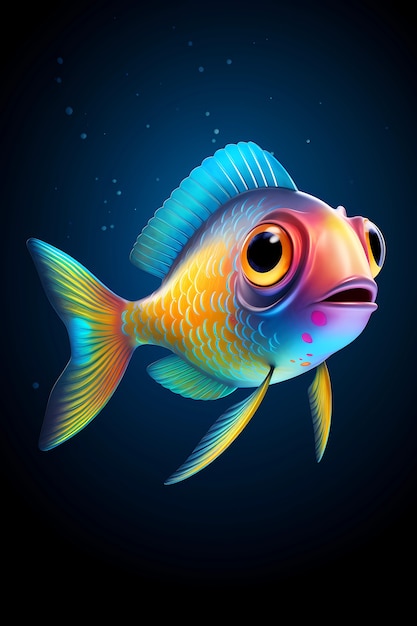 Бесплатное фото Вид красочных рыб в 3d