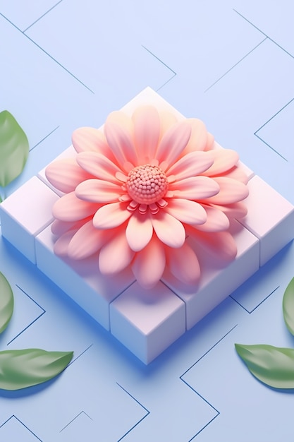 무료 사진 제기 침대가 있는 3d 꽃 보기