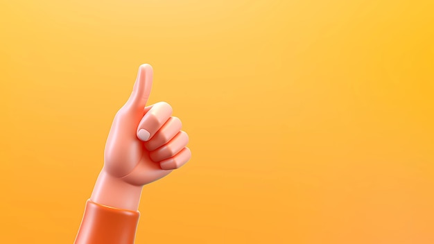 Бесплатное фото Вид 3d-руки, показывающей большой палец вверх