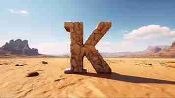 무료 사진 사막 풍경이 있는 3d 문자 k의 보기