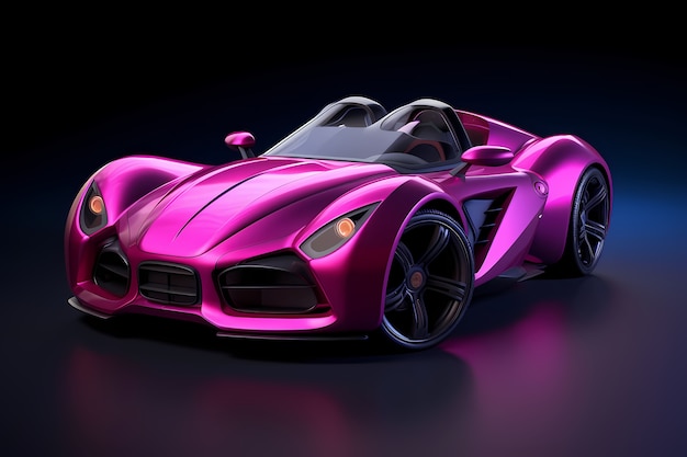 Бесплатное фото Вид 3d розовой машины