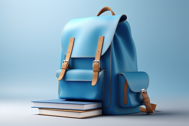 Бесплатное фото Вид 3d школьного рюкзака