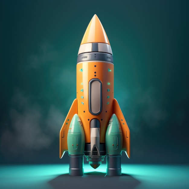 Бесплатное фото Вид 3d-модели космической ракеты