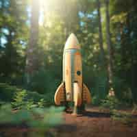 Бесплатное фото Вид 3d-модели космической ракеты