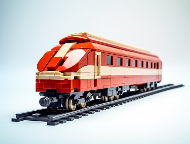 無料写真 連動するおもちゃのブロックで作られた 3d 列車のビュー