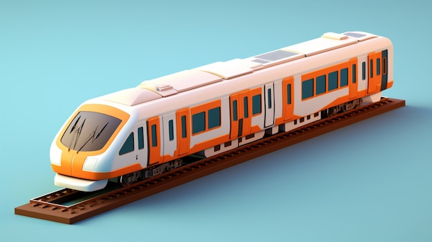 無料写真 シンプルな背景を持つ 3d 鉄道モデルのビュー