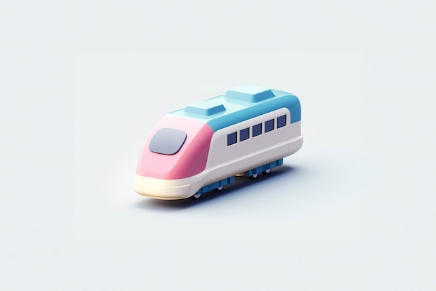 無料写真 シンプルな色の背景を持つ3d列車モデルの表示