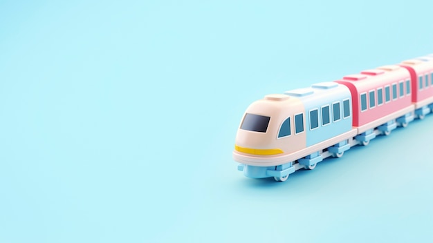 Бесплатное фото Вид 3d-модели поезда с простым цветным фоном