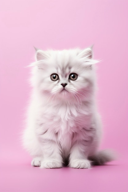 Бесплатное фото Вид очаровательного котенка с простым фоном