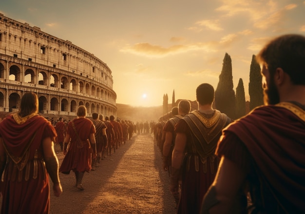 Бесплатное фото Вид на жизнь древней римской империи с людьми