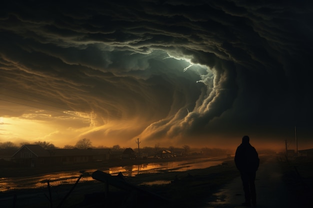 Бесплатное фото Вид на апокалиптические темные облака