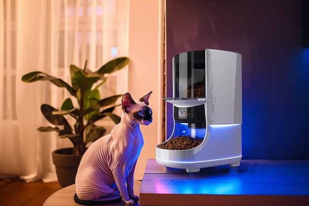 Бесплатное фото view of automatic smart feeder for household pets