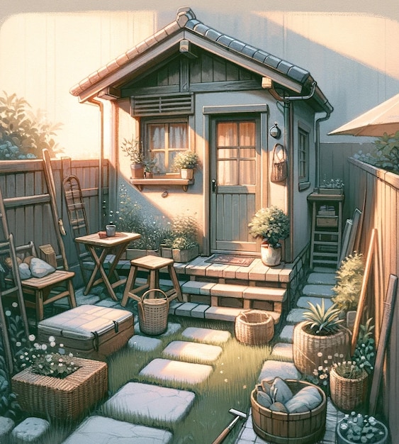 無料写真 view of backyard garden in digital art style