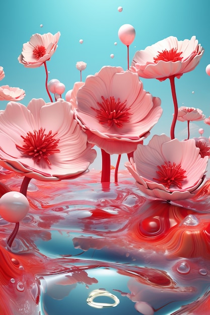 Бесплатное фото Вид на красивый 3d букет цветов