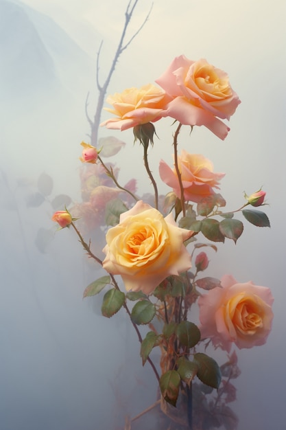 Бесплатное фото Вид на красивые цветущие розы