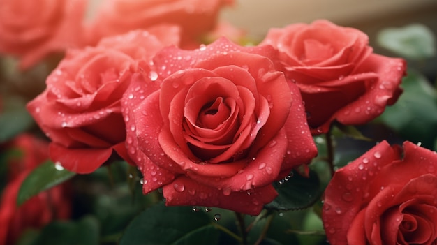 Бесплатное фото Вид на красивые цветущие розы
