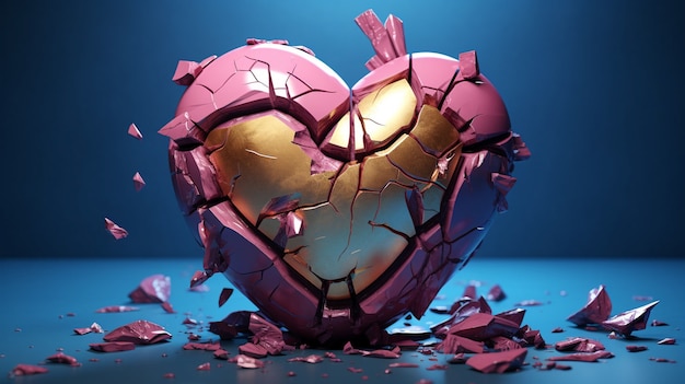 Бесплатное фото Вид разбитого сердца на абстрактном футуристическом фоне
