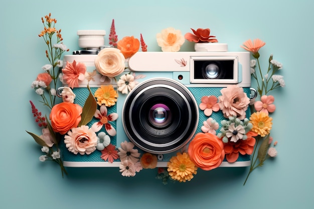 무료 사진 꽃이 피는 봄 꽃 을 가진 카메라 의 모습