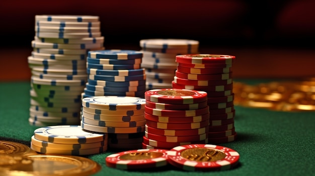 Бесплатное фото Вид игровых фишек в казино