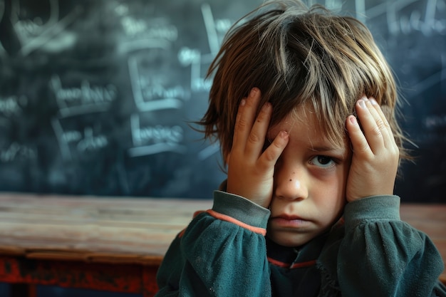 Бесплатное фото Взгляд на ребенка, страдающего от издевательств в школе