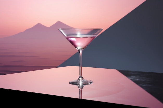 Бесплатное фото Вид на коктейльный напиток в стакане с неофутуристическим набором