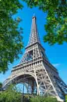 Бесплатное фото Вид на эйфелеву башню и деревья, париж