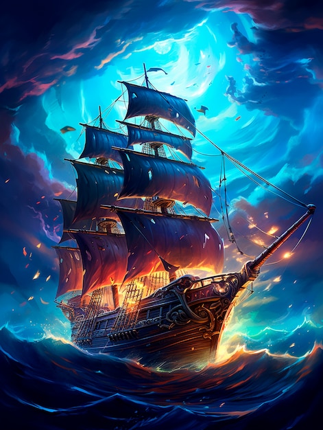 무료 사진 view of fantasy pirate ship