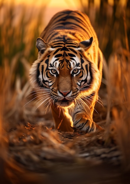 Бесплатное фото Вид свирепого дикого тигра в природе