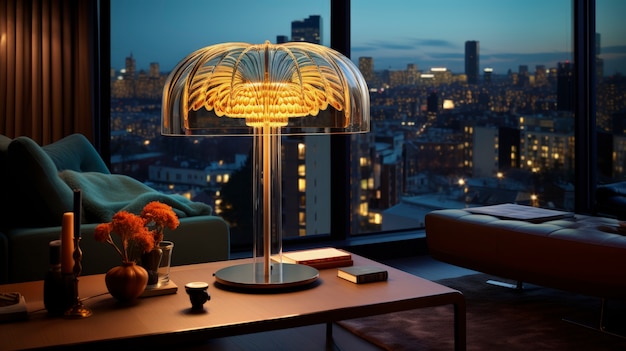 Бесплатное фото Вид футуристического дизайна осветительной лампы