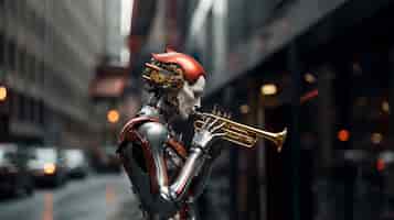 無料写真 未来的な音楽ロボットやドロイドの見方