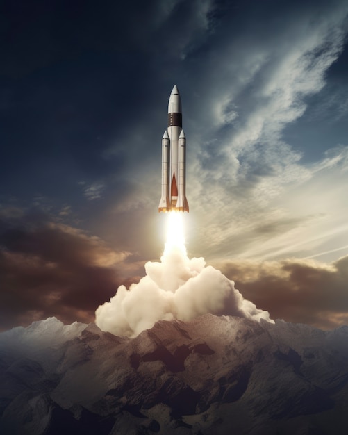 Бесплатное фото Вид футуристической космической ракеты