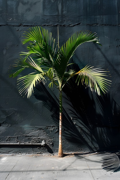 Бесплатное фото view of green palm tree species with beautiful foliage