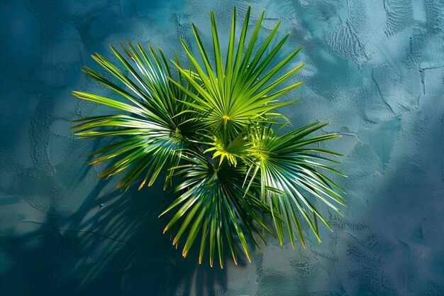 Бесплатное фото view of green palm tree species with beautiful foliage