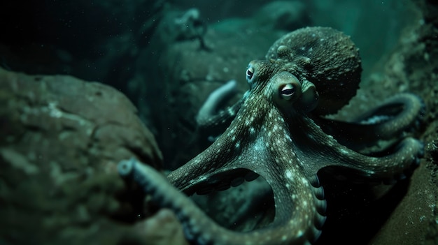 Бесплатное фото Вид осьминога в его естественной подводной среде обитания