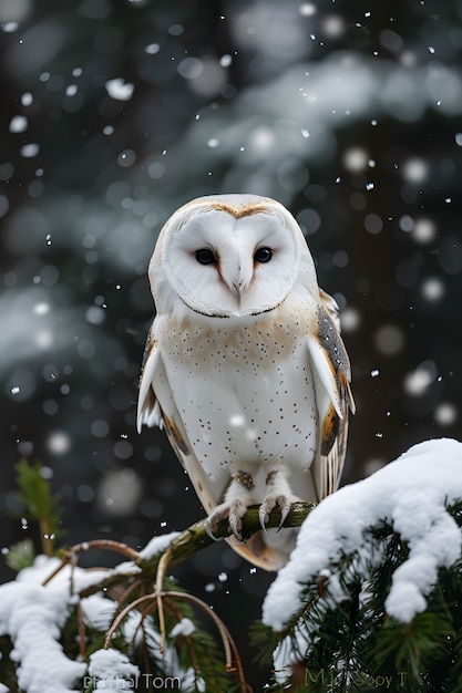 Бесплатное фото Вид совы в холодной среде с мечтательной эстетикой
