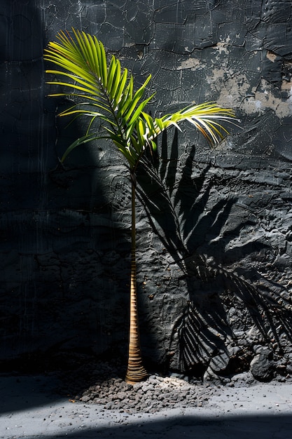 Бесплатное фото view of palm tree species with green foliage