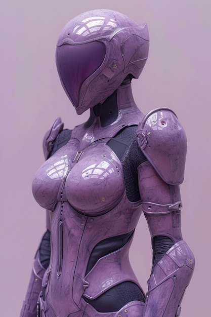 無料写真 女性の日を祝うために紫色の女性ロボットの景色