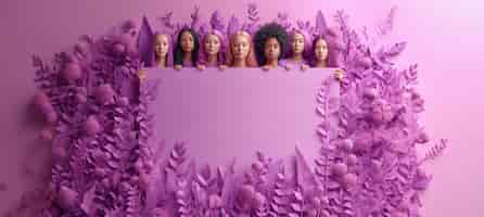無料写真 女性の日を祝うための紫色の女性像の景色